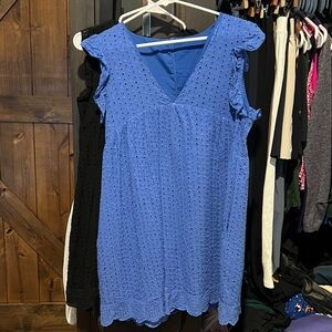 Blue Eyelet Sleeveless Dress